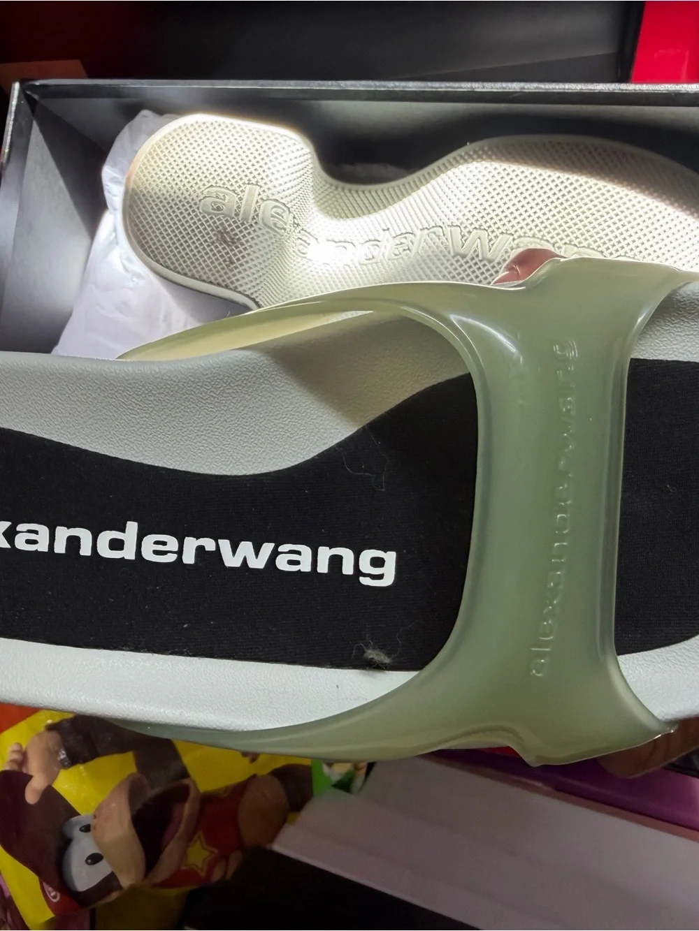 Alexander Wang Pale Green Glossy-strap Platform Flip Flops